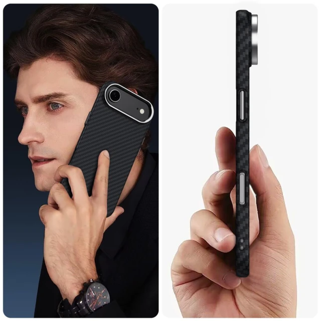 Чохол Tech-Protect Ion Carbon для iPhone 17 Air Black Silver with MagSafe (5906302330348)