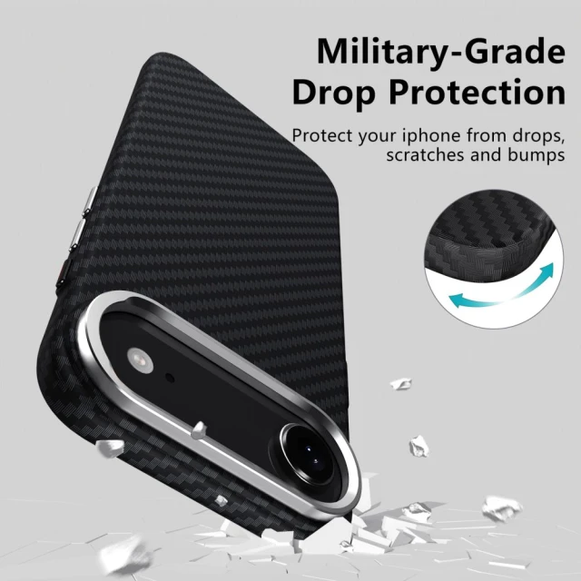 Чохол Tech-Protect Ion Carbon для iPhone 17 Air Black Silver with MagSafe (5906302330348)