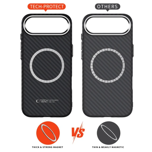 Чохол Tech-Protect Ion Carbon для iPhone 17 Air Black Silver with MagSafe (5906302330348)