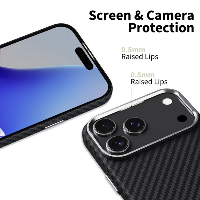 Чохол Tech-Protect Ion Carbon для iPhone 17 Pro Max Black Silver with MagSafe (5906302330362)