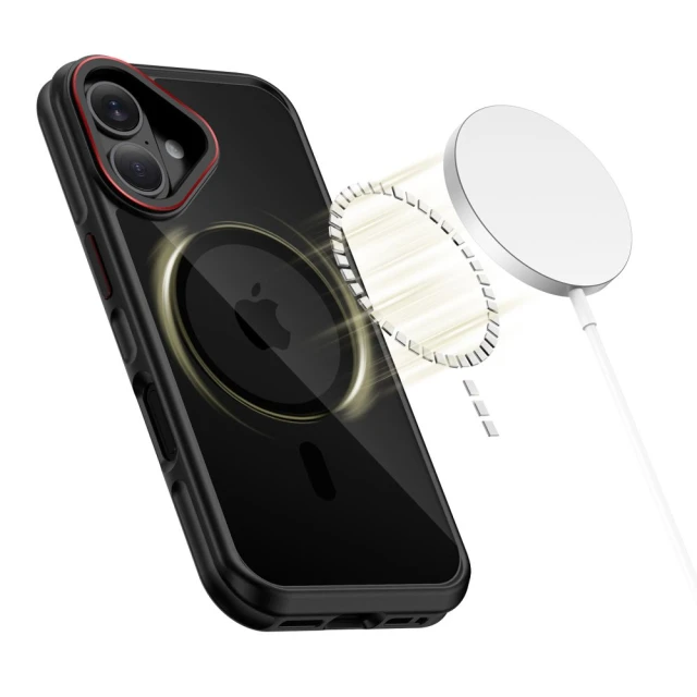 Чехол Tech-Protect MagHybrid для iPhone 17 Black Red with MagSafe (5906302330416)