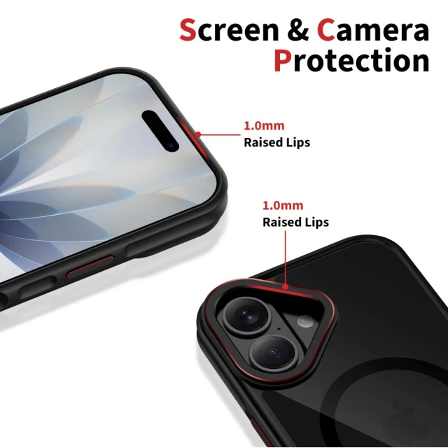 Чехол Tech-Protect MagHybrid для iPhone 17 Black Red with MagSafe (5906302330416)