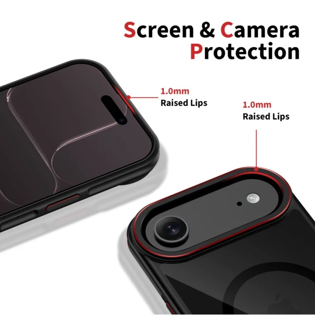 Чохол Tech-Protect MagHybrid для iPhone 17 Air Black Red with MagSafe (5906302330423)