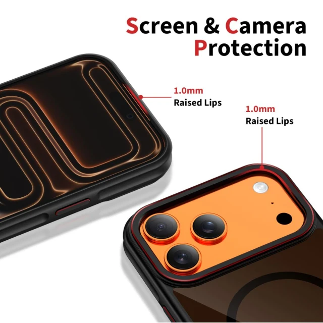 Чохол Tech-Protect MagHybrid для iPhone 17 Pro Max Black Red with MagSafe (5906302330447)