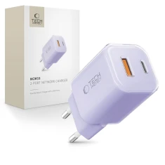 Мережевий зарядний пристрій Tech-Protect NCM33 QC/PD 33W USB-C | USB-A Baby Purple (5906302330607)