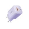 Мережевий зарядний пристрій Tech-Protect NCM33 QC/PD 33W USB-C | USB-A Baby Purple (5906302330607)