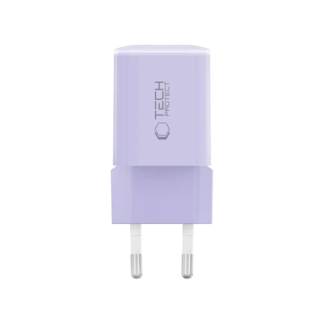 Мережевий зарядний пристрій Tech-Protect NCM33 QC/PD 33W USB-C | USB-A Baby Purple (5906302330607)