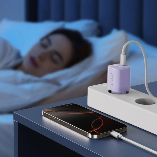 Мережевий зарядний пристрій Tech-Protect NCM33 QC/PD 33W USB-C | USB-A Baby Purple (5906302330607)