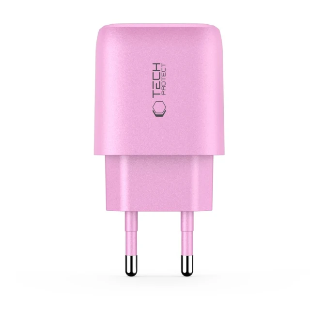 Мережевий зарядний пристрій Tech-Protect NCA20 QC/PD 20W USB-C | USB-A Baby Pink (5906302330645)