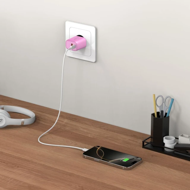 Мережевий зарядний пристрій Tech-Protect NCA20 QC/PD 20W USB-C | USB-A Baby Pink (5906302330645)
