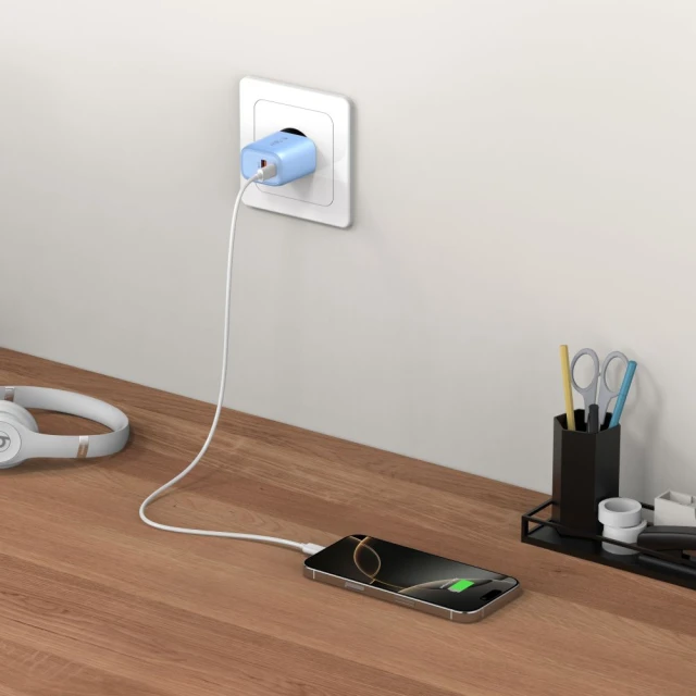Мережевий зарядний пристрій Tech-Protect NCA20 QC/PD 20W USB-C | USB-A Baby Blue (5906302330652)