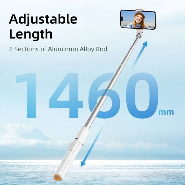 Універсальний штатив Tech-Protect Bluetooth Selfie Stick Tripod White (5906302330881)