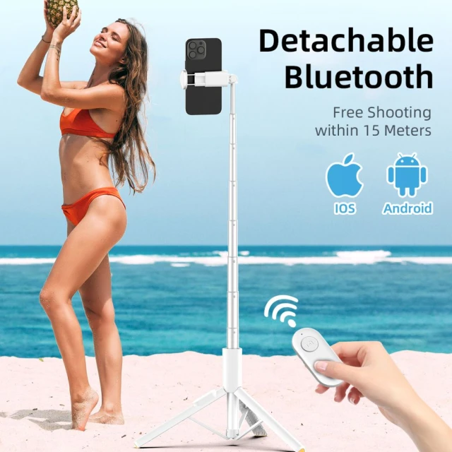 Універсальний штатив Tech-Protect Bluetooth Selfie Stick Tripod White (5906302330881)