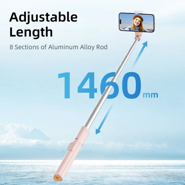 Універсальний штатив Tech-Protect Bluetooth Selfie Stick Tripod Pink (5906302330898)