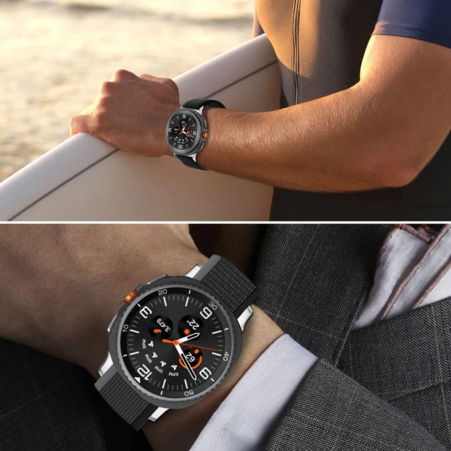 Ремінець Tech-Protect Nylon Stripe для Samsung Galaxy Watch 8 40 mm | Classic 44/46 mm Black/Orange (5906302331239)