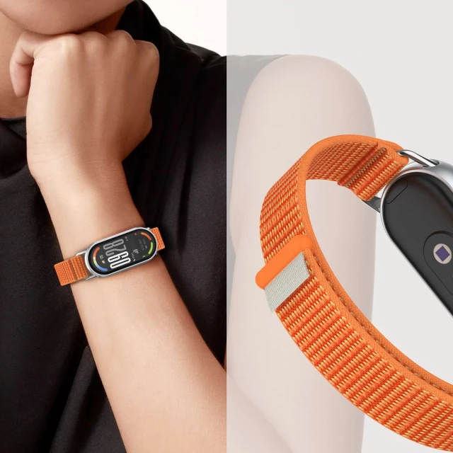 Ремінець Tech-Protect Nylon Stripe для Xiaomi Smart Band 8/9/10/NFC Black/Orange (5906302331468)