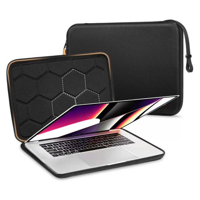 Чохол-папка для ноутбука Tech-Protect Hardpouch Laptop 15–16 inch Black Orange (5906302331819)