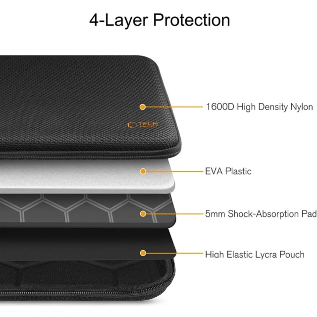 Чохол-папка для ноутбука Tech-Protect Hardpouch Laptop 15–16 inch Black Orange (5906302331819)