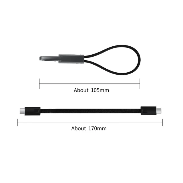 Кабель Tech-Protect Ultraboost DNA Keychain USB-C to USB-C PD 60W 0.17m Iron Grey (5906302331963)