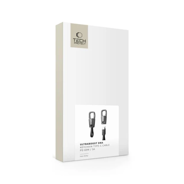 Кабель Tech-Protect Ultraboost DNA Keychain USB-C to USB-C PD 60W 0.17m Iron Grey (5906302331963)