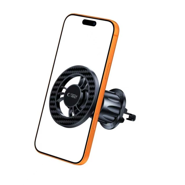 Автотримач з функцією бездротової зарядки Tech-Protect N56 Magnetic Carbon Black with MagSafe (5906302332571)