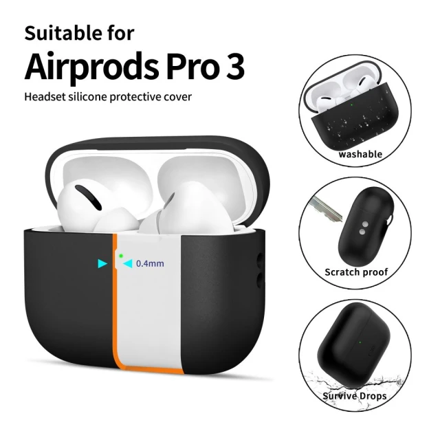Чехол для наушников Tech-Protect Silicone для AirPods Pro 3 Black (5906302333028)