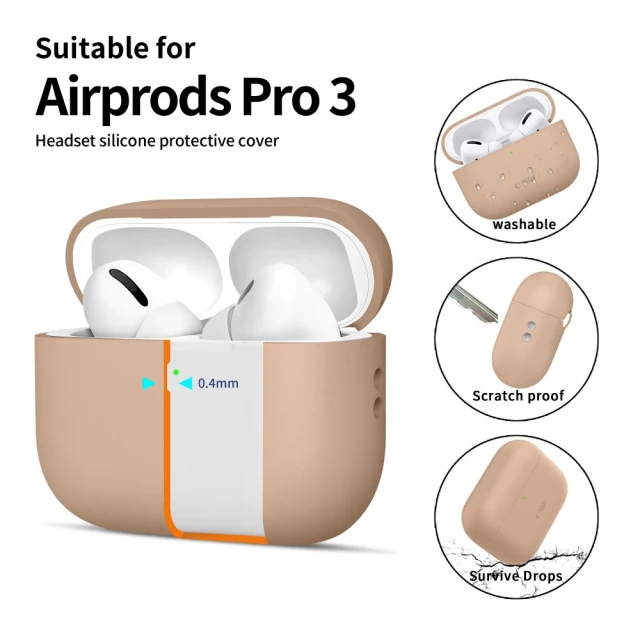 Чохол для навушників Tech-Protect Silicone для AirPods Pro 3 Caffe Latte (5906302333035)