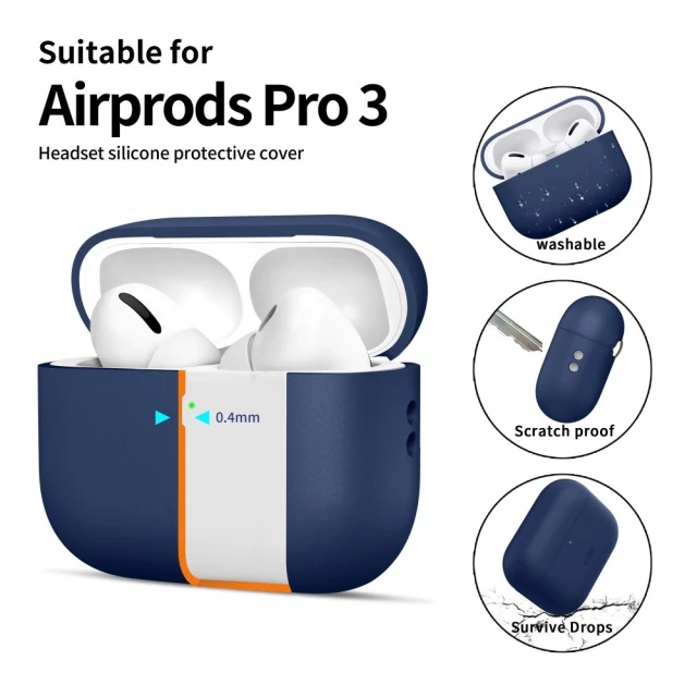 Чохол для навушників Tech-Protect Silicone для AirPods Pro 3 Navy Blue (5906302333066)