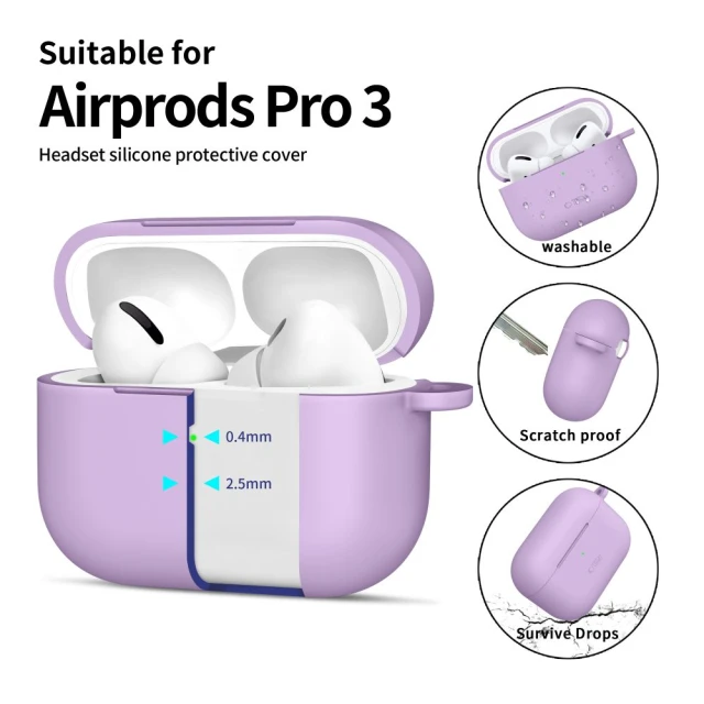 Чехол Tech-Protect Silicone Hook для AirPods Pro 3 Lavender (5906302333103)