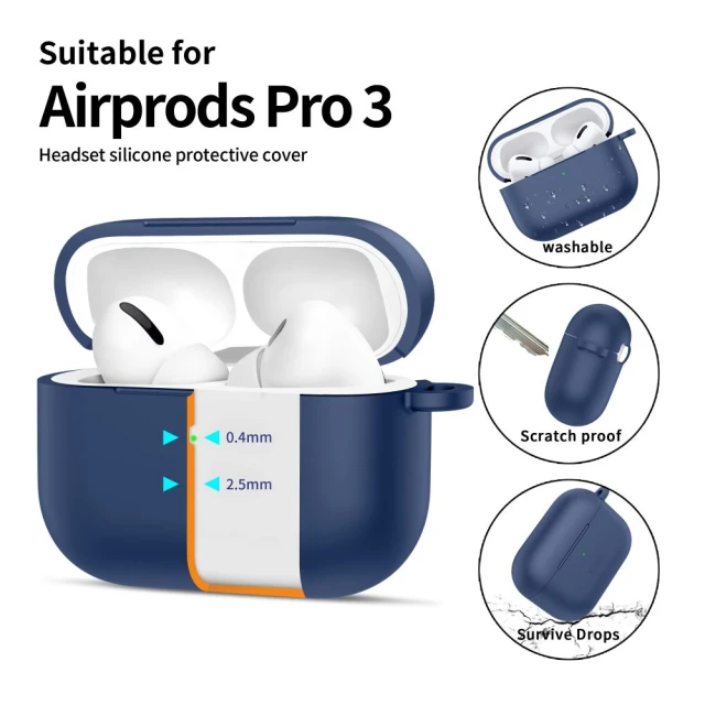 Чохол Tech-Protect Silicone Hook для AirPods Pro 3 Navy Blue (5906302333110)
