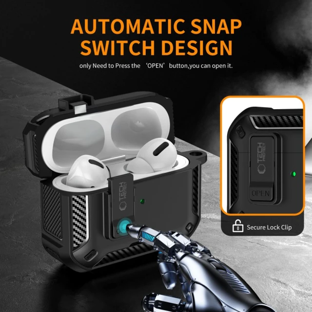Чохол Tech-Protect Carbonox для AirPods Pro 3 Black with MagSafe (5906302333172)