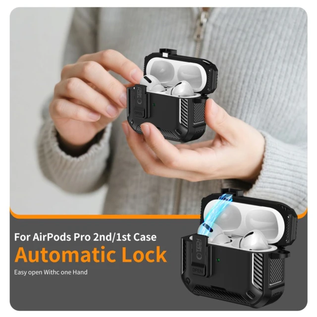 Чохол Tech-Protect Carbonox для AirPods Pro 3 Black with MagSafe (5906302333172)