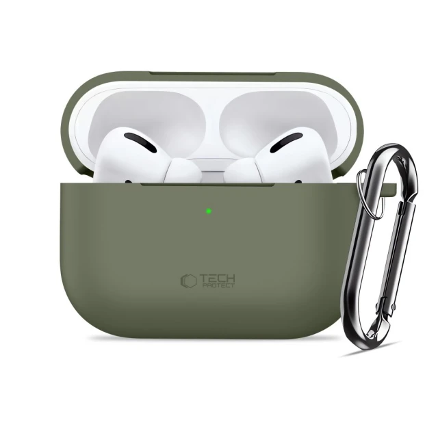 Чохол Tech-Protect Silicone Hook для AirPods Pro 3 Olive Green (5906302333189)
