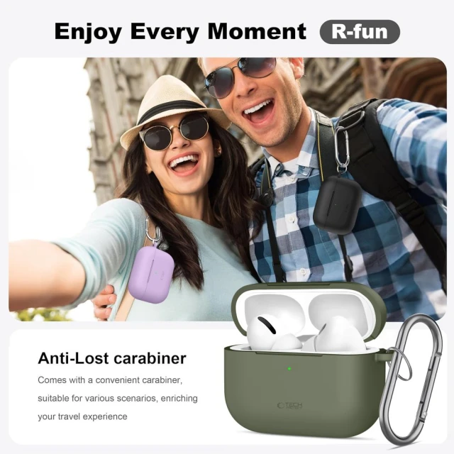 Чохол Tech-Protect Silicone Hook для AirPods Pro 3 Olive Green (5906302333189)
