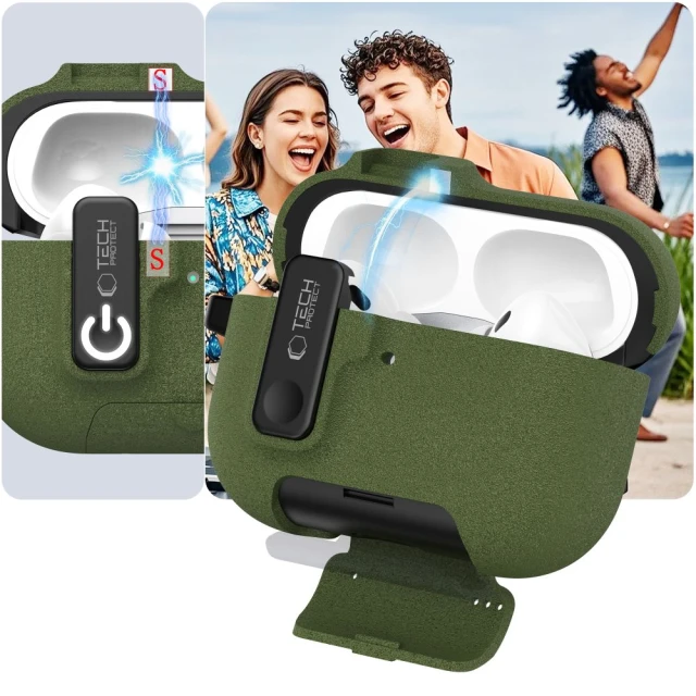 Чохол Tech-Protect Slim Hook для AirPods Pro 3 Olive Green (5906302333271)