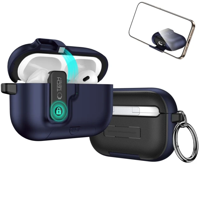Чехол Tech-Protect Slim Hook для AirPods Pro 3 Navy Blue (5906302333295)