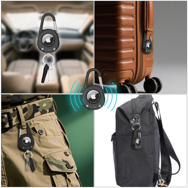Брелок Tech-Protect Sidelock Carabiner Keychain для AirTag 2/1 Black (5906302333332)