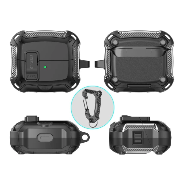 Чохол для навушників Tech-Protect Carbonox для Samsung Galaxy Buds 3 | 3 FE | 3 Pro Black with MagSafe (5906302333752)