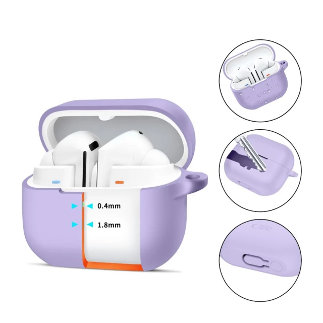 Чохол для навушників Tech-Protect Silicone Hook для Samsung Galaxy Buds 3 | 3 FE | 3 Pro Lavender (5906302333769)