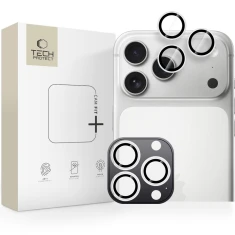 Защитное стекло Tech-Protect для камеры iPhone 17 Pro/Pro Max | 16 Pro/Pro Max | 15 Pro/Pro Max | 14 Pro/Pro Max CamRing Fit+ Silver (5906302334070)