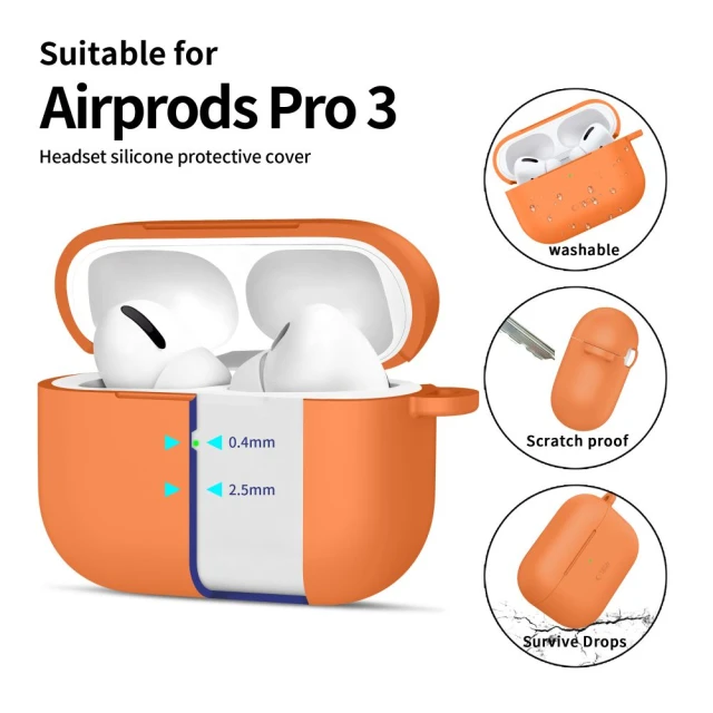 Чохол Tech-Protect Silicone Hook для AirPods Pro 3 Cosmic Orange (5906302334391)