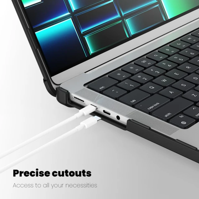 Чохол Tech-Protect Smartshell Pro для MacBook Pro 14 M1 | M2 | M3 | M4 | M5 (2021-2025) Black Clear (5906302335626)