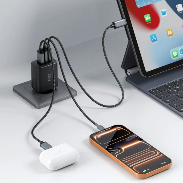 Мережевий зарядний пристрій Tech-Protect NCA65W-GAN 3-Port PD 65W / QC3.0 Black (5906302336081)