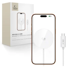 Бездротовий зарядний пристрій Tech-Protect A50 Magnetic 25W Qi2.2 White with MagSafe (5906302339389)