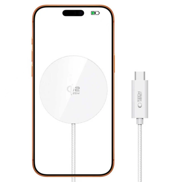 Бездротовий зарядний пристрій Tech-Protect A50 Magnetic 25W Qi2.2 White with MagSafe (5906302339389)