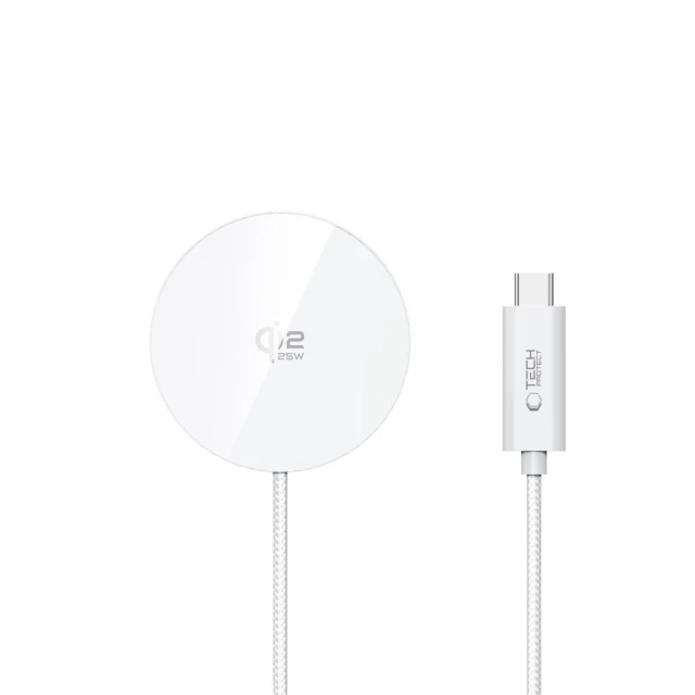 Бездротовий зарядний пристрій Tech-Protect A50 Magnetic 25W Qi2.2 White with MagSafe (5906302339389)
