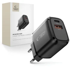 Мережевий зарядний пристрій Tech-Protect NCA65W-GAN 2-Port PD 65W / QC3.0 Black (5906302339839)