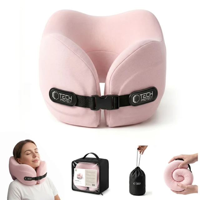 Подушка для подорожей Tech-Protect ComfortRest Travel Neck Pillow Pink (5906302340125)