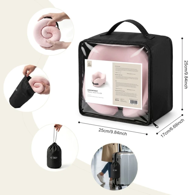 Подушка для подорожей Tech-Protect ComfortRest Travel Neck Pillow Pink (5906302340125)