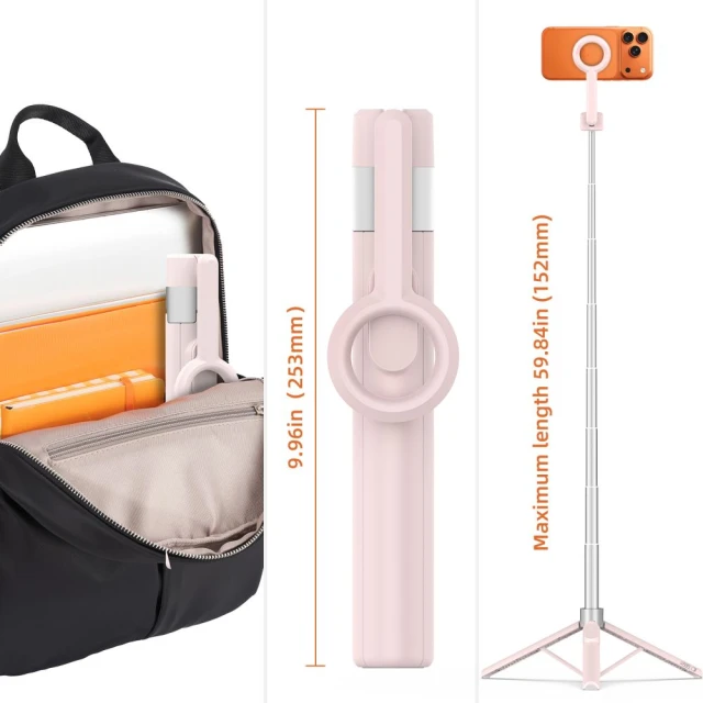 Штатив Tech-Protect L10S Bluetooth Selfie Stick Pink/Grey with MagSafe (5906302340132)